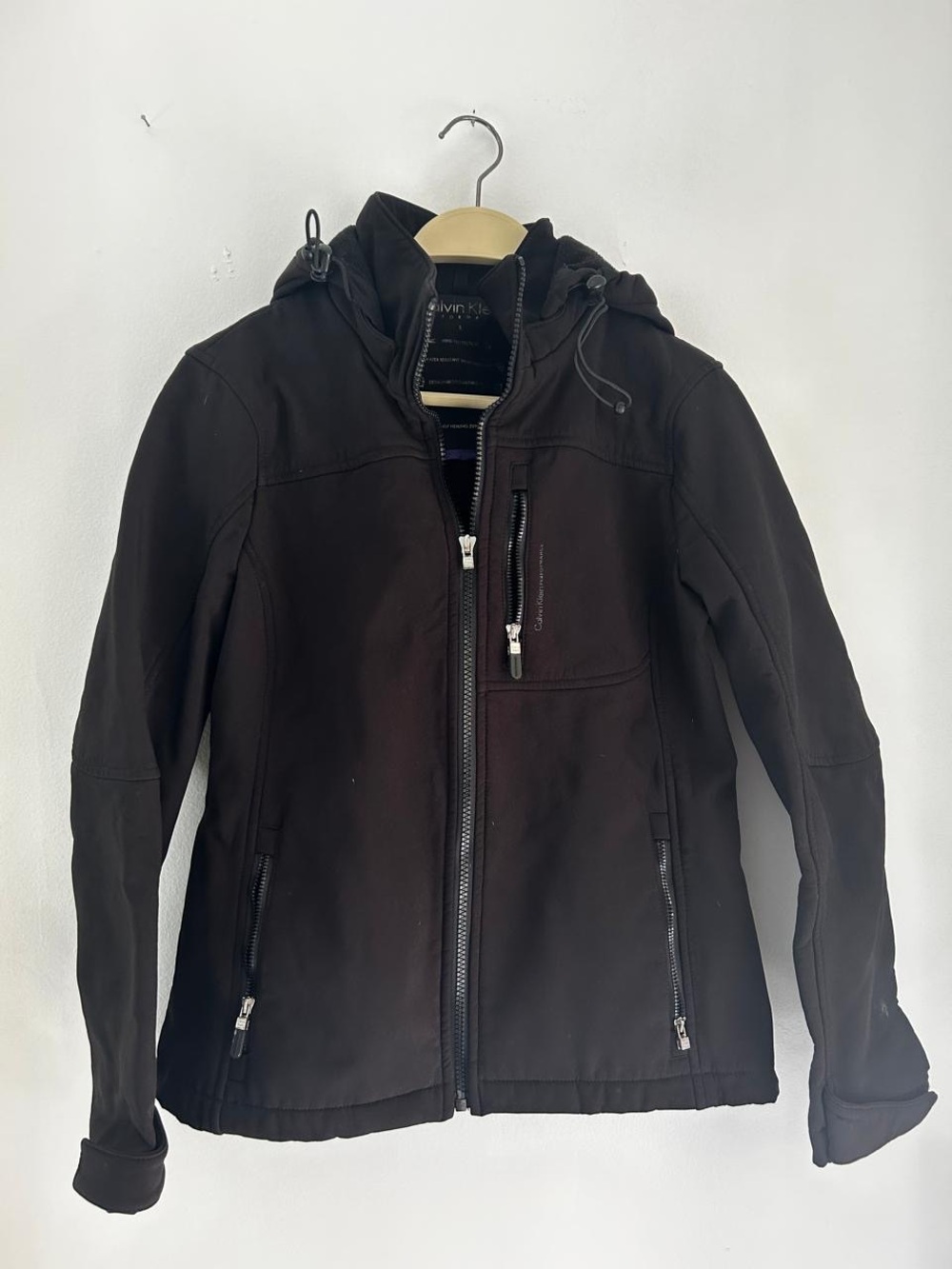 Calvin Klein Men's Dark Brown Hooded Softshell Windbreaker